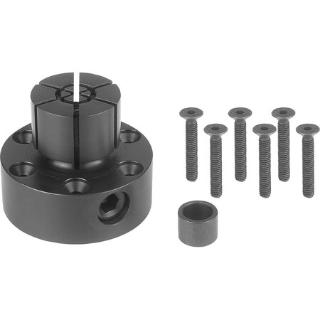 Kipp Mandrel Collet W Lateral Clamping, Form:A, Structural Steel Blk Oxidized, Comp:Carbon Steel Tempered K0643.118029